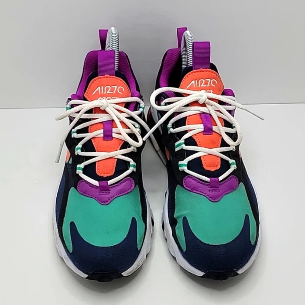 Nike | Air Max 270 React Kinetic Green/Purple Sneakers | WMS 6.5 - Picture 2 of 9